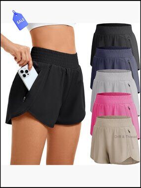 High Waisted Athletic Shorts with Pockets Quick Dry Fabric for Gym Running